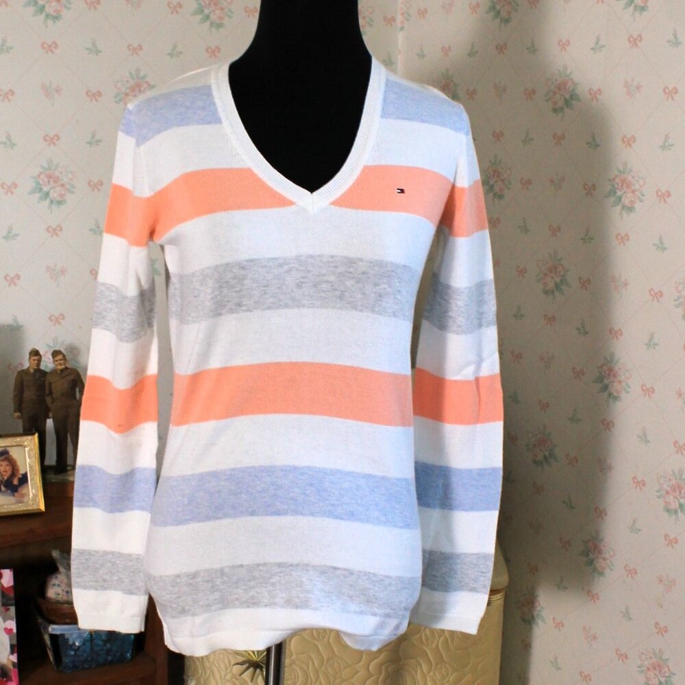 Tommy Hilfiger V-Neck Cotton Sweater, XS